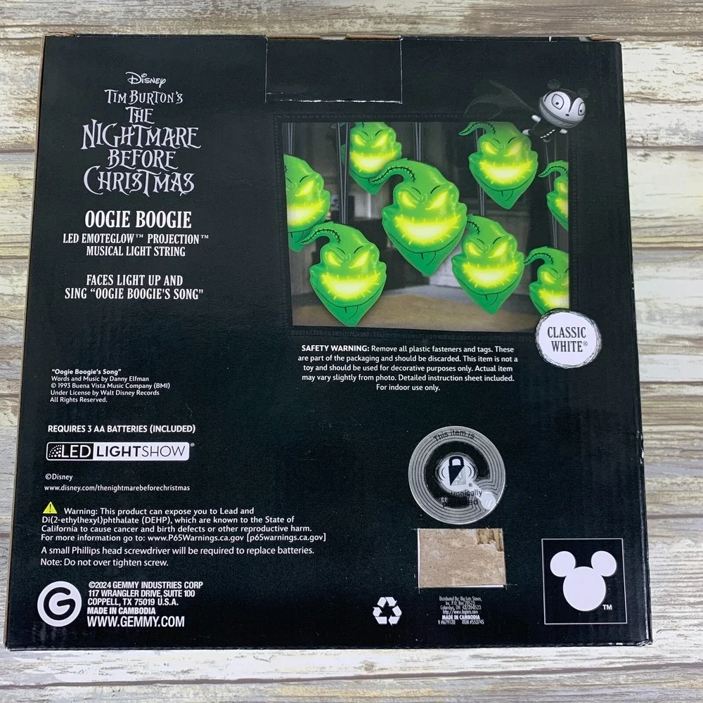 Disney Oogie Boogie LED Emoteglow Projection Musical Lights 7 Feet Long 8 Lights